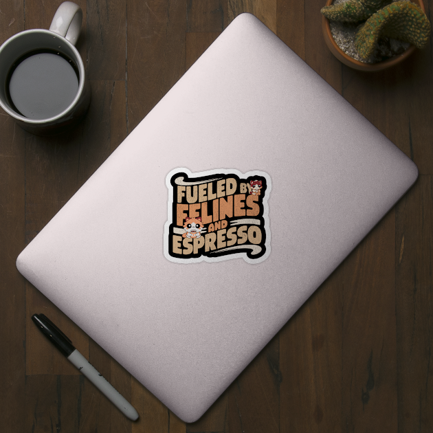 Fueled by Felines and Espresso: Cute Cat and Coffee Design by Designed By Marty